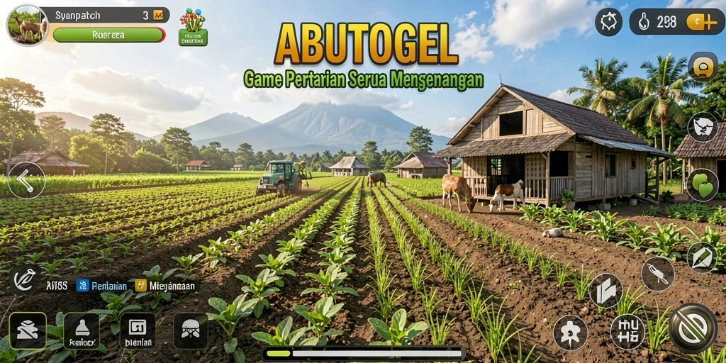 Gameplay menarik dalam ABUTOGEL dengan pertanian yang seru.