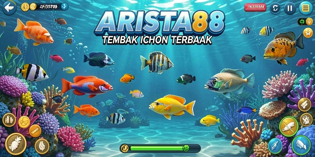 Menunjukkan gameplay seru ARISTA88 saat menembak ikan.