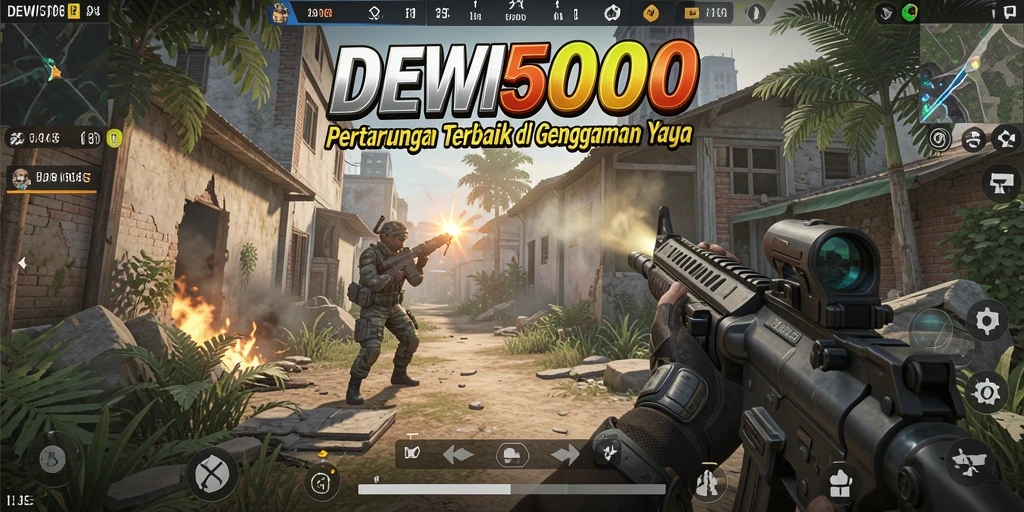 Tangkapan layar gameplay DEWI5000 dengan aksi menembak yang intens.