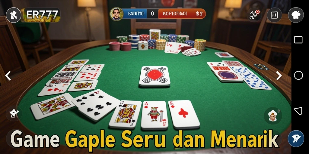 Tampilan gameplay menakjubkan dari ER777, game Gaple yang seru.