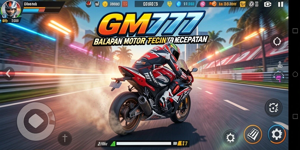 Tampilan gameplay balapan motor yang mendebarkan dan realistis.