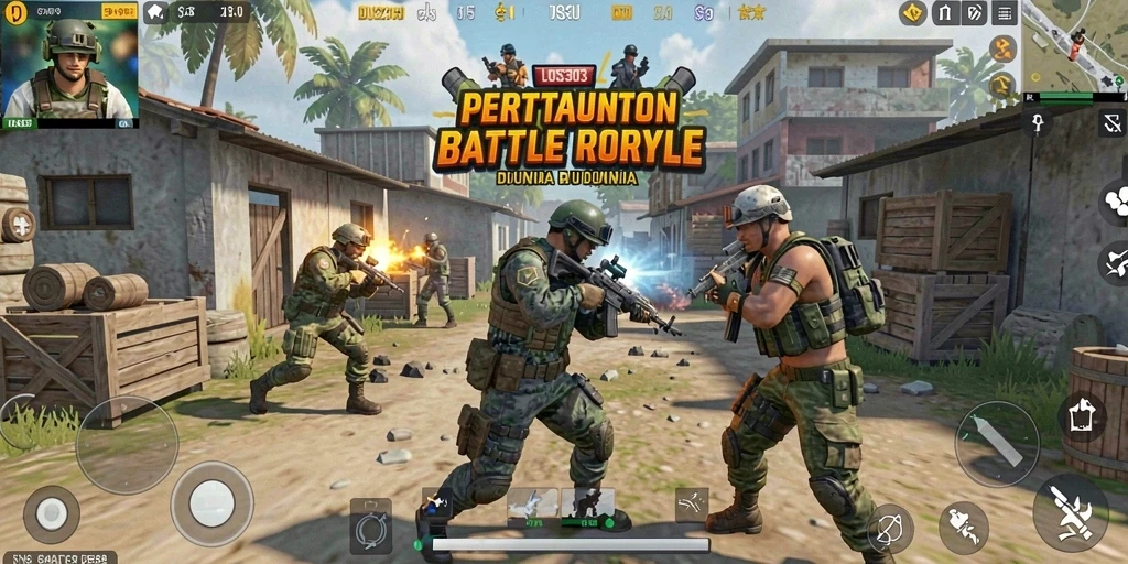 Screenshot menunjukkan aksi seru dalam pertarungan Battle Royale.