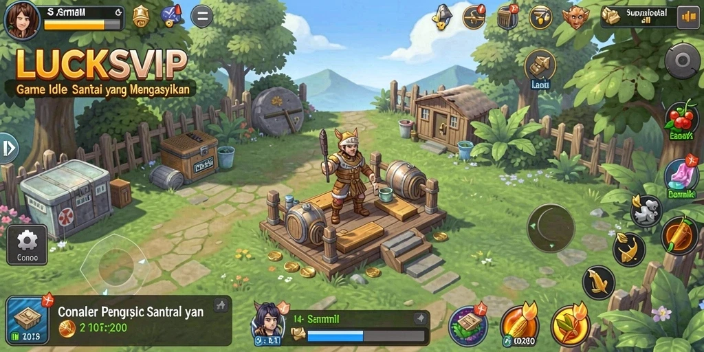 Screenshot gameplay <strong>LUCKSVIP</strong> yang menunjukkan aksi mengumpulkan sumber daya.
