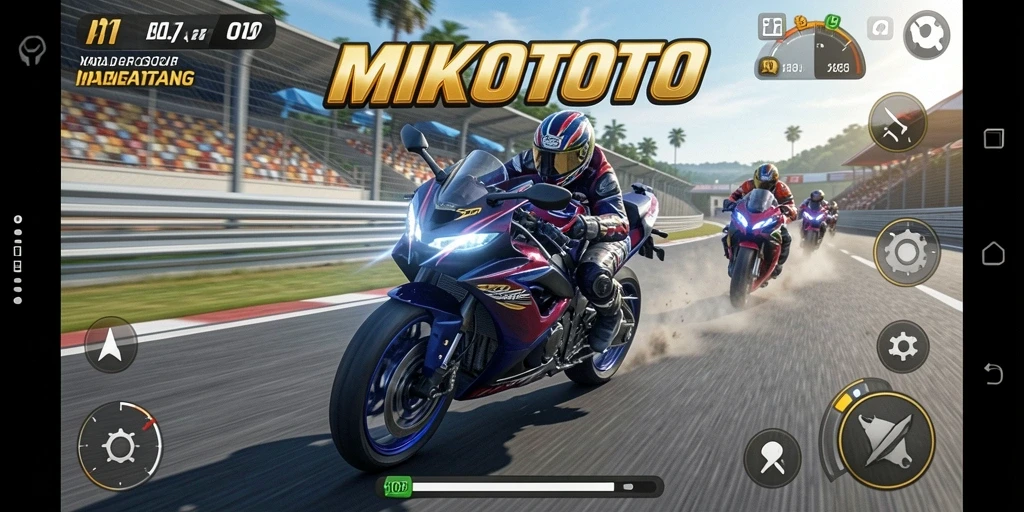 Tampilan gameplay MIKOTOTO yang menegangkan dan seru saat balapan.