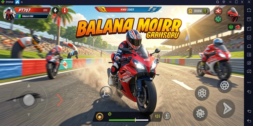 Screenshot menunjukkan aksi balap motor yang mendebarkan di PT707.