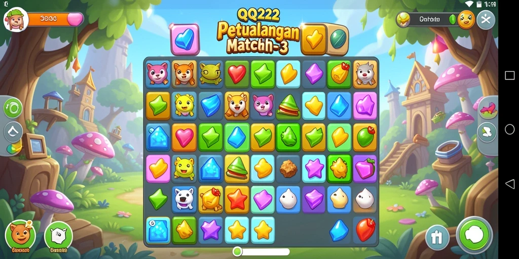 Screenshot gameplay QQ222 dengan aksi seru Match-3.
