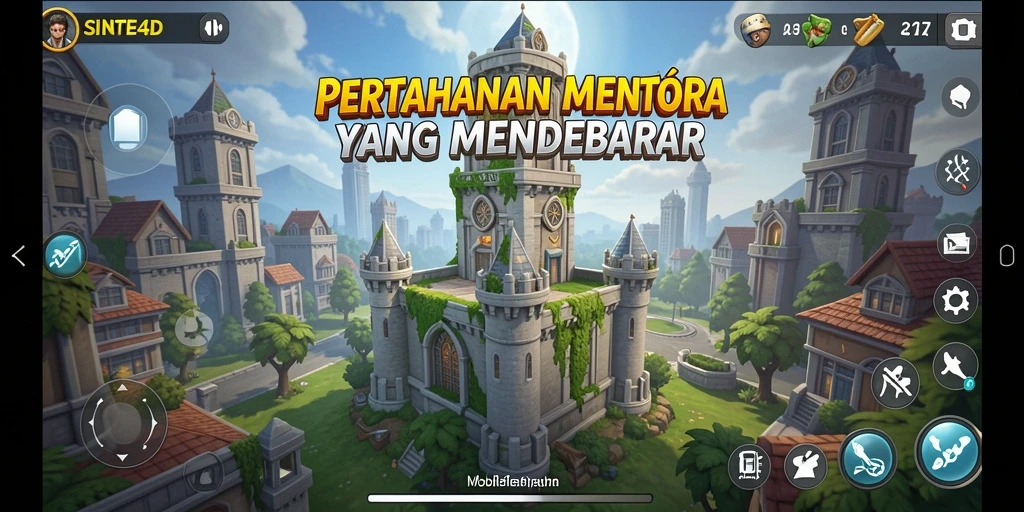 Gameplay SINTE4D menampilkan aksi pertahanan menara yang seru dan menantang.