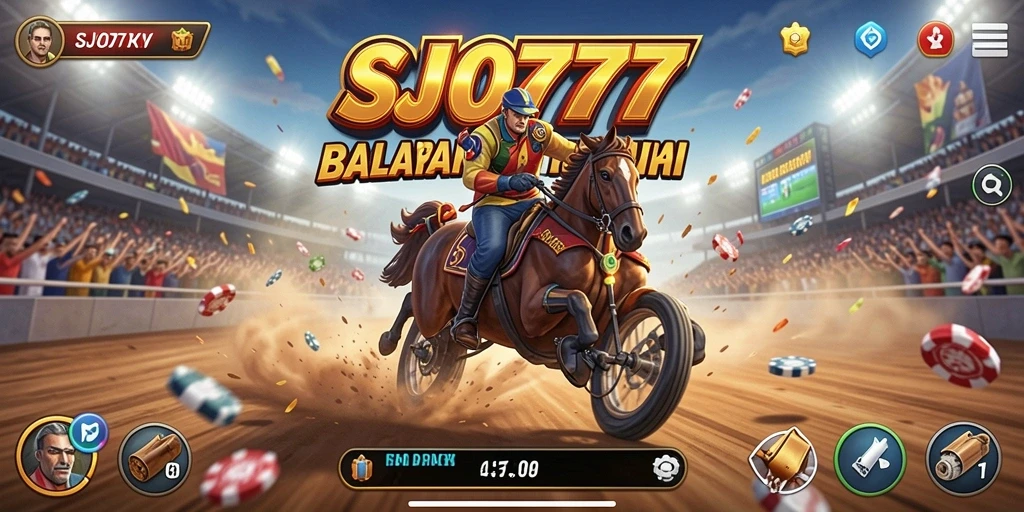 Screenshot gameplay SJO777 menampilkan balapan seru dengan detail kendaraan yang menakjubkan.