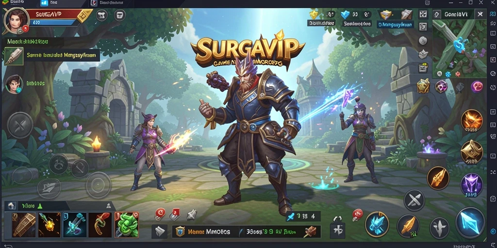 Tampilan gameplay SURGAVIP yang menampilkan aksi pertempuran seru.